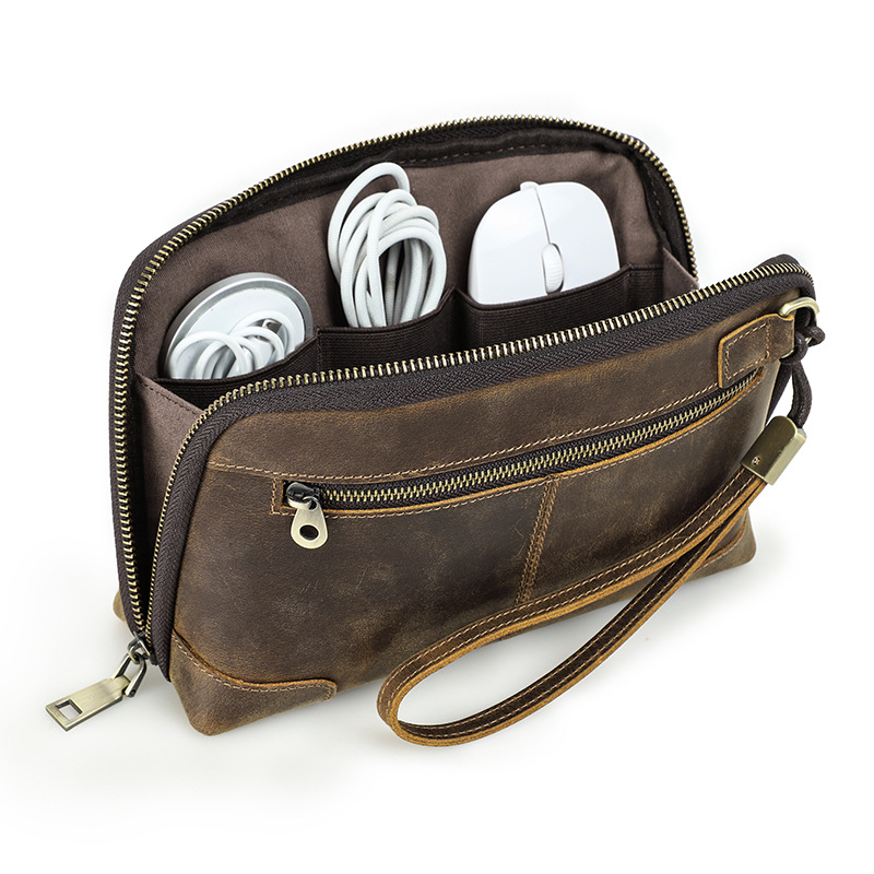 Office Tech Bag - Hakiki Deri Teknoloji Çantası, Kablolar, Mouse